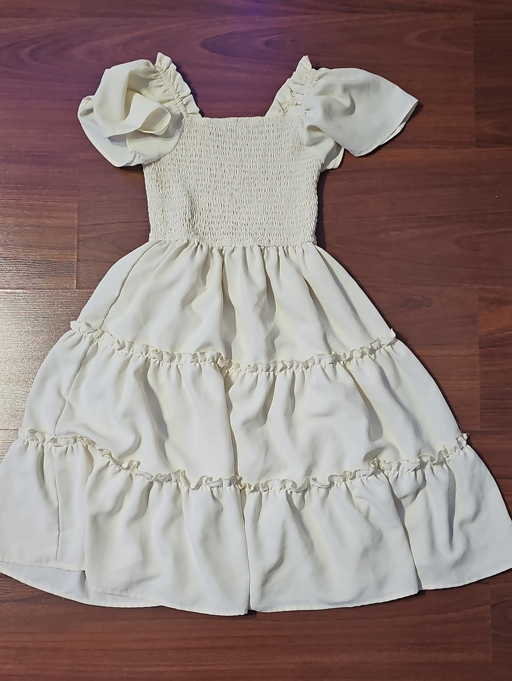 Ivy City Co Cream Puff-Sleeve Tiered Dress